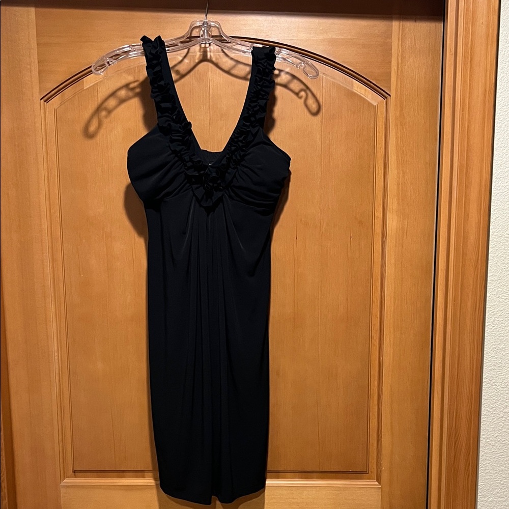 Elegant Black Ruffled Women's Dress